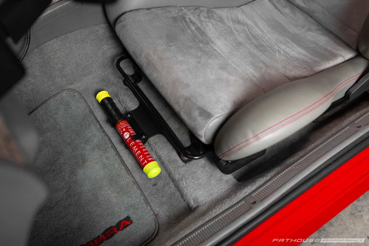 Fathouse Performance Foxbody & SN95 Mustang Fire Extinguisher Mount Installed In 1993 Cobra Mustang