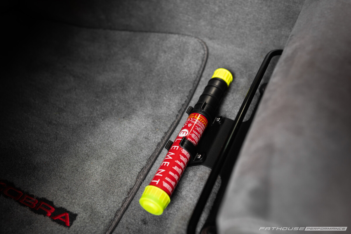 Fathouse Performance Foxbody & SN95 Mustang Fire Extinguisher Mount Installed In 1993 Cobra Mustang